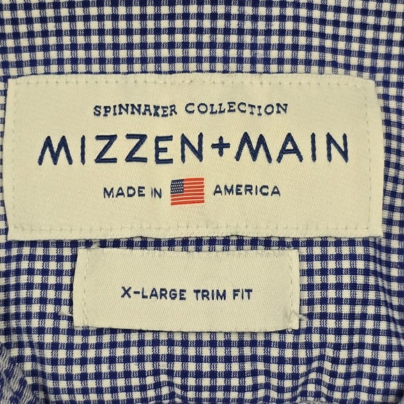 Mizzen Main Shirt Mens‎ XL Blue Check Spinnaker Trim Fit Stretch Long Sleeve - Picture 6 of 12